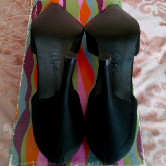 Moda Spana Satin Black Rhinestone High Heels - Picture 5 of 5